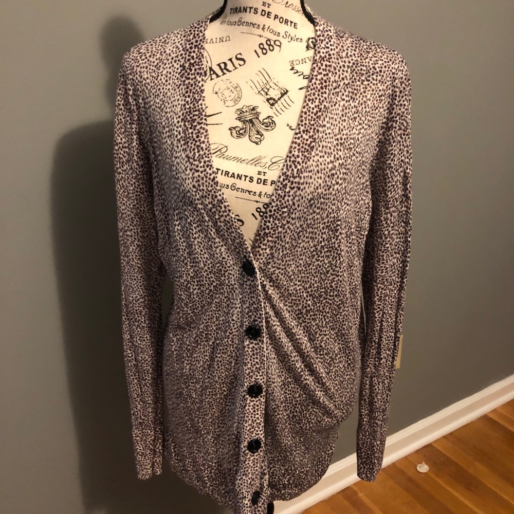 Brown Spotted Ann Taylor Loft Cardigan